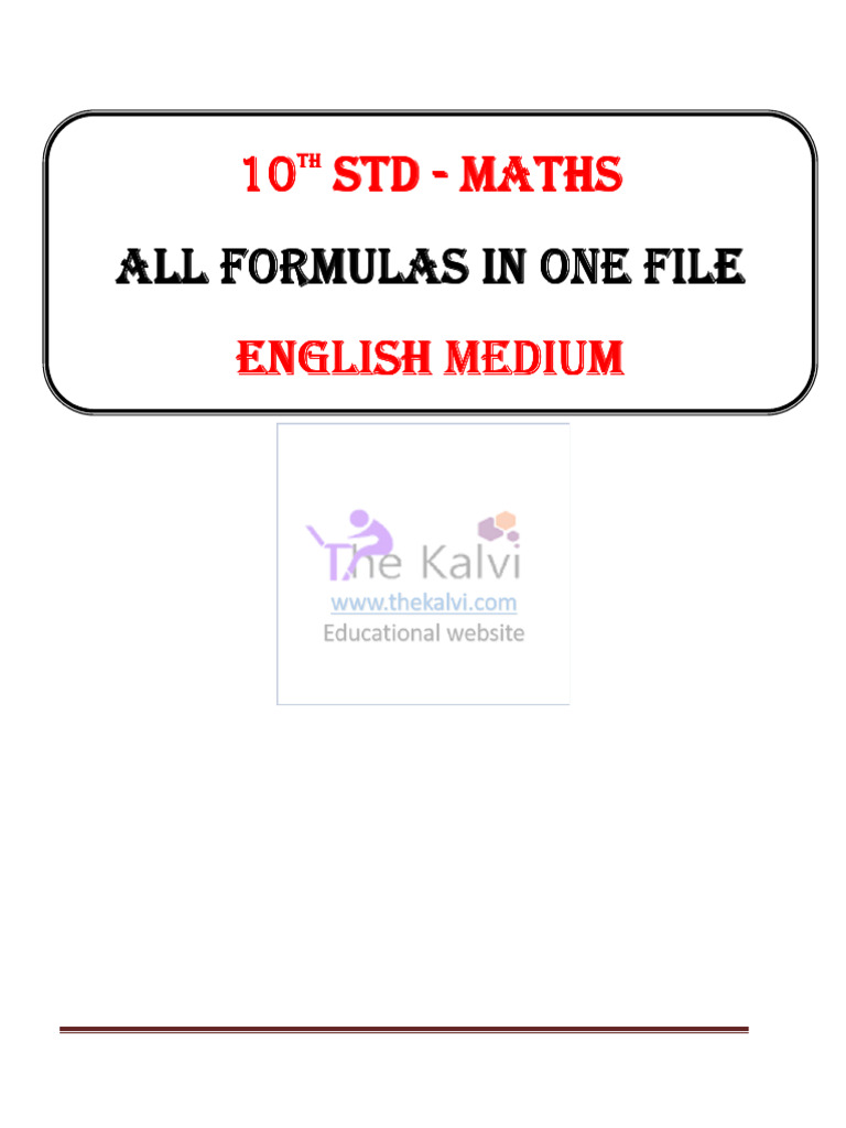 Class 10 Maths Formulas Compilation | PDF | Numbers | Arithmetic