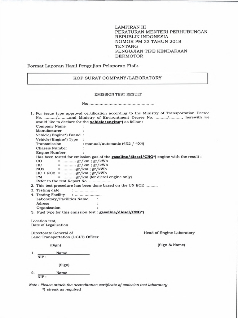 Emission Test Report for Vehicles | PDF | Exhaust Gas | Engines
