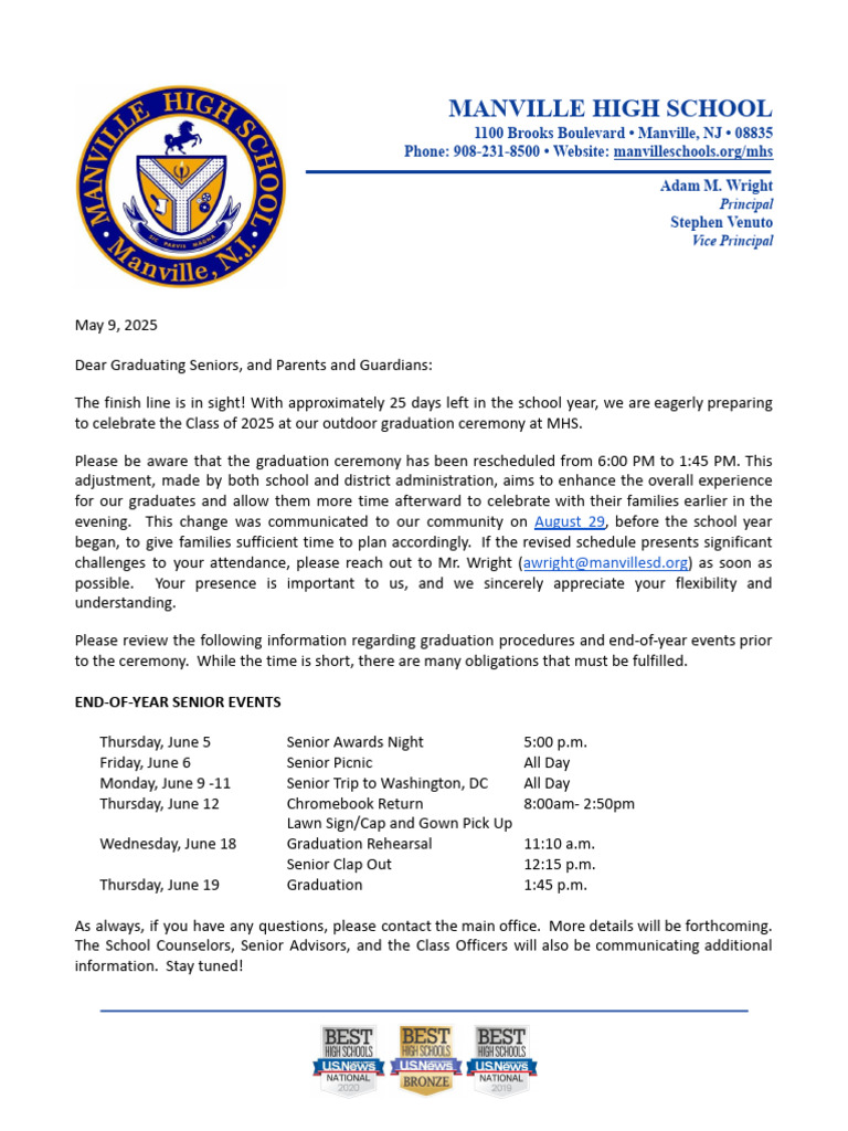 Graduation - Senior Letter 2025 | PDF