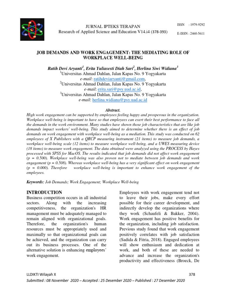 Job Demands and Work Engagement Study | PDF | Motivation | Motivational
