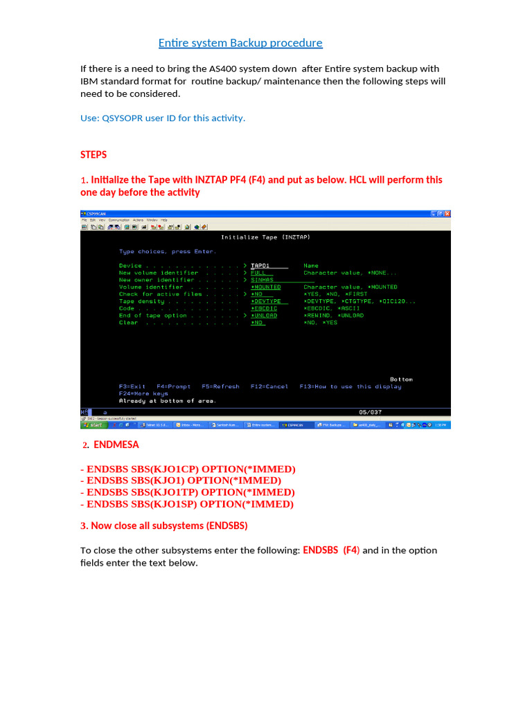 Entire System Backup With Power Down The AS400 | PDF