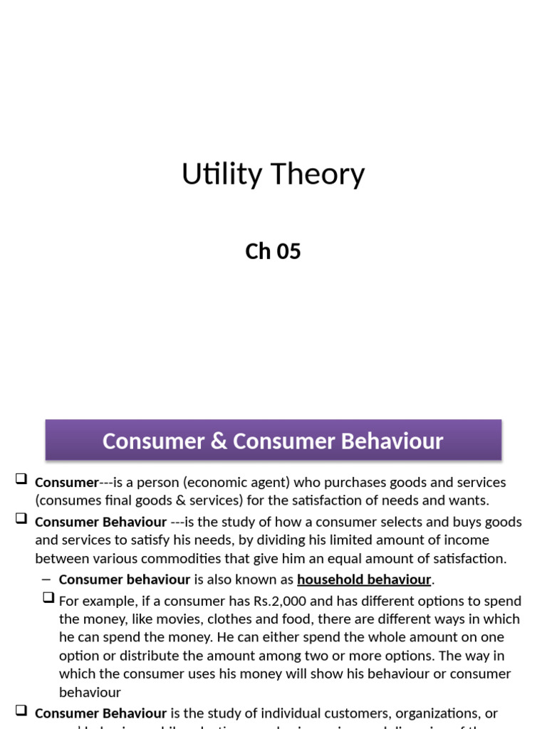 Understanding Consumer Behavior and Utility | PDF | Utility | Marginal ...