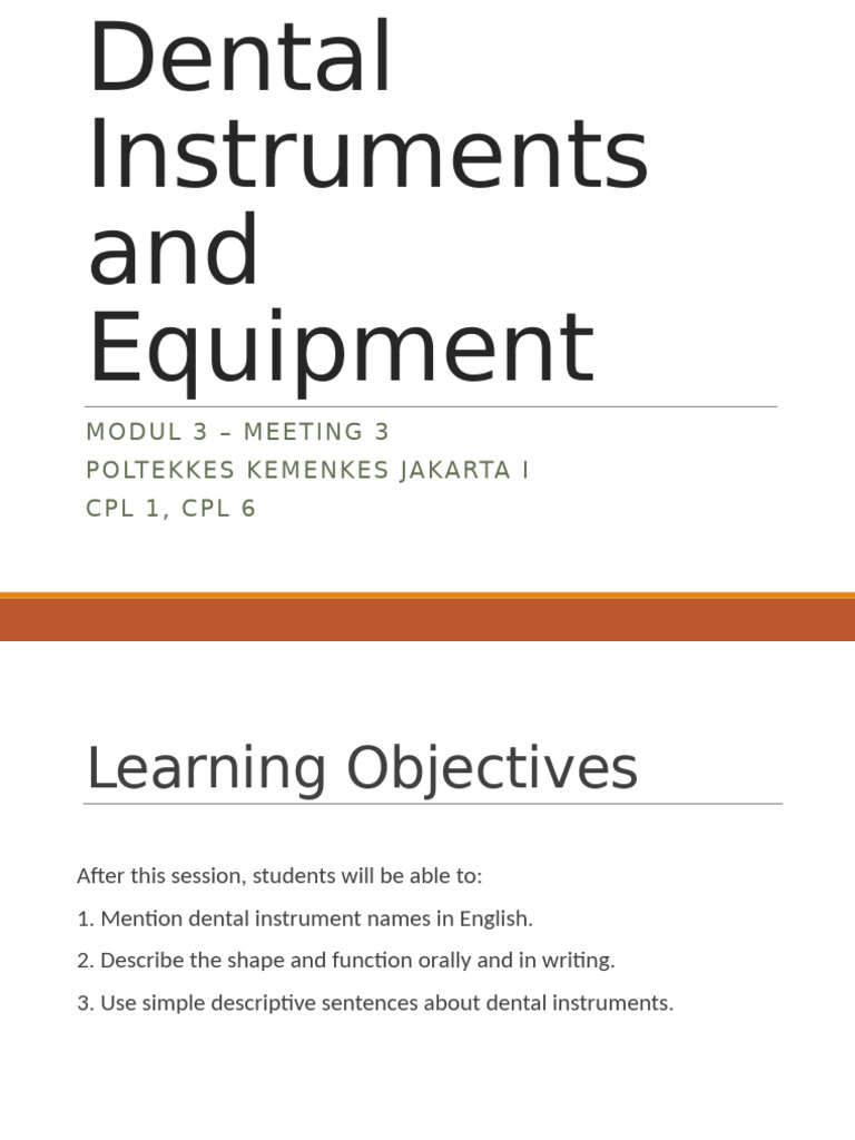 Meeting 3 Dental Instruments | PDF | Dentistry