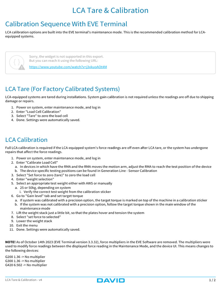 LCA Tare and Calibration Guide | PDF | Calibration