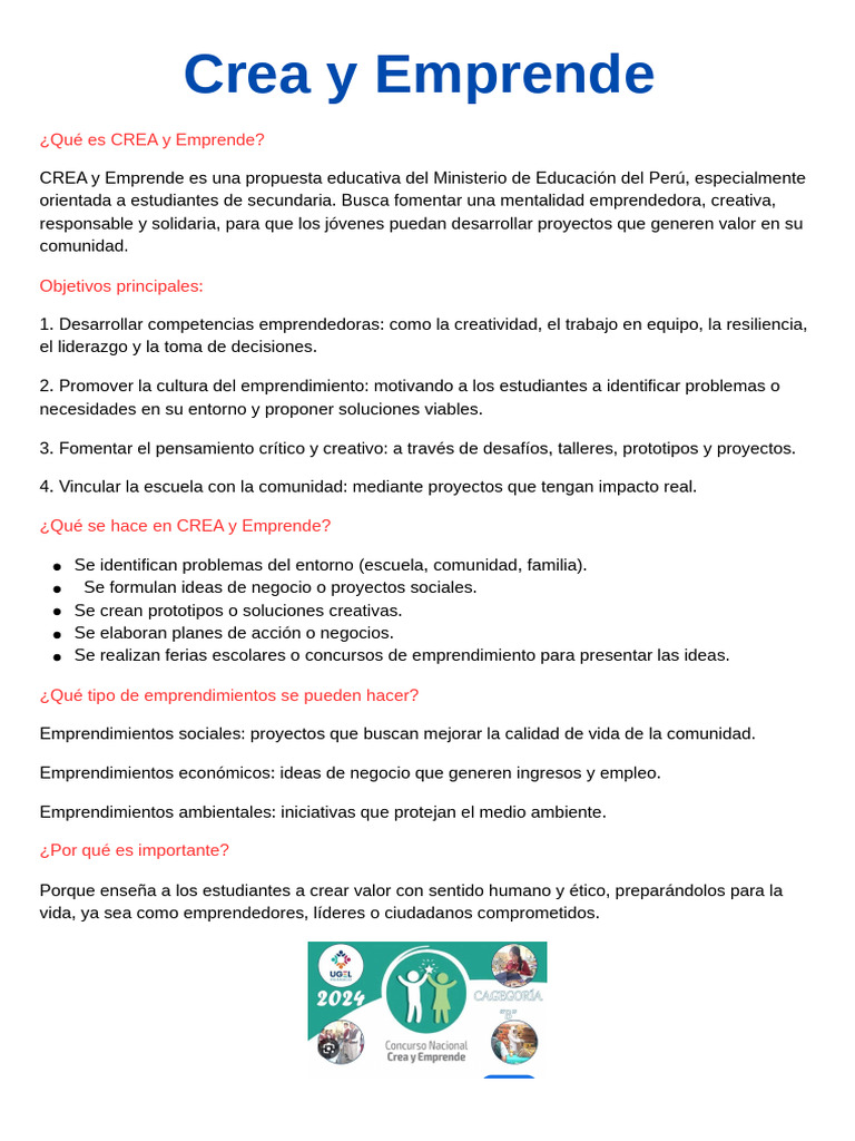 Qué es CREA y Emprende en Perú | PDF