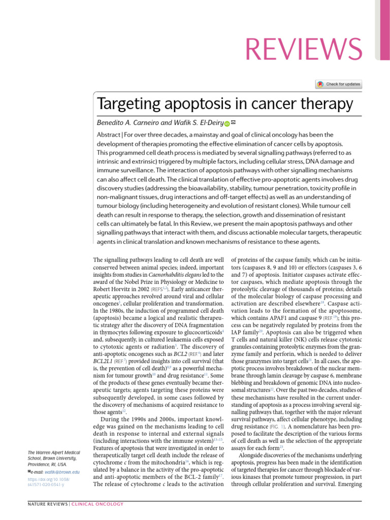 Targeting Apoptosis in Cancer Therapy | PDF | Apoptosis | Bcl 2