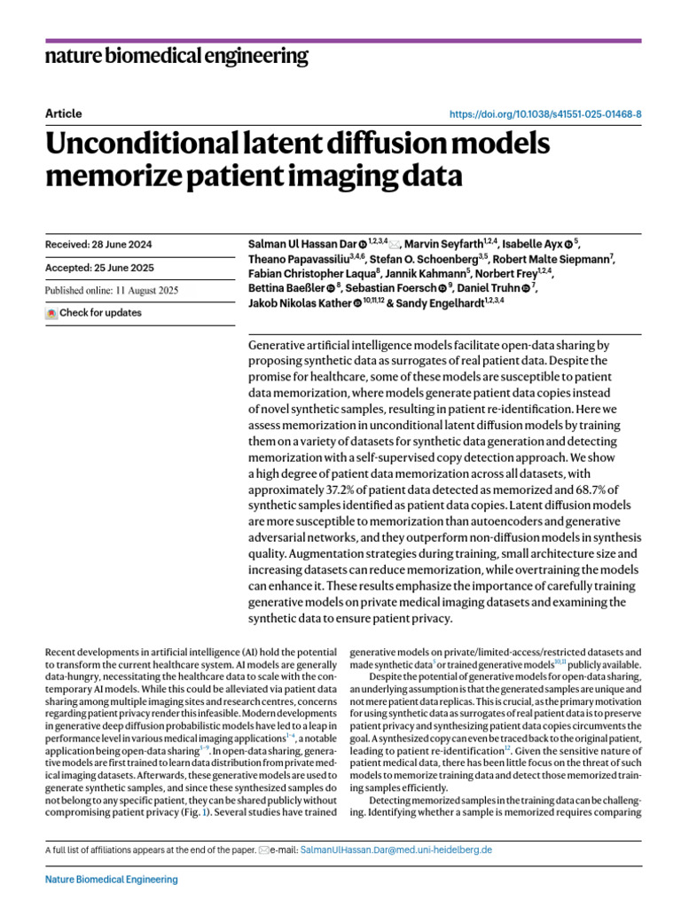 Patient Data Memorization in Diffusion Models | PDF | Receiver ...