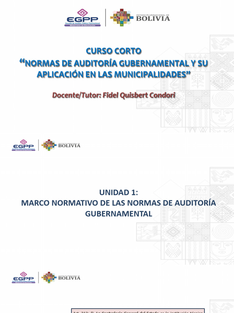 Normas de Auditoría Gubernamental en Bolivia | PDF | Auditoría