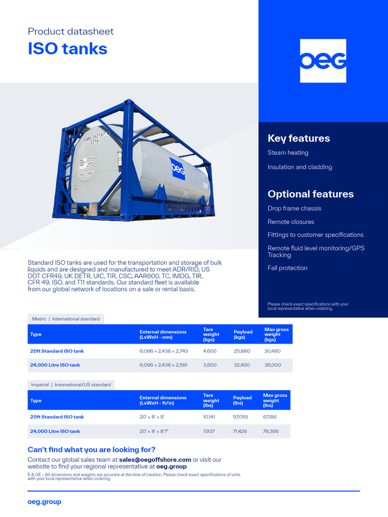 OEG ISO Tank Specifications Guide | PDF