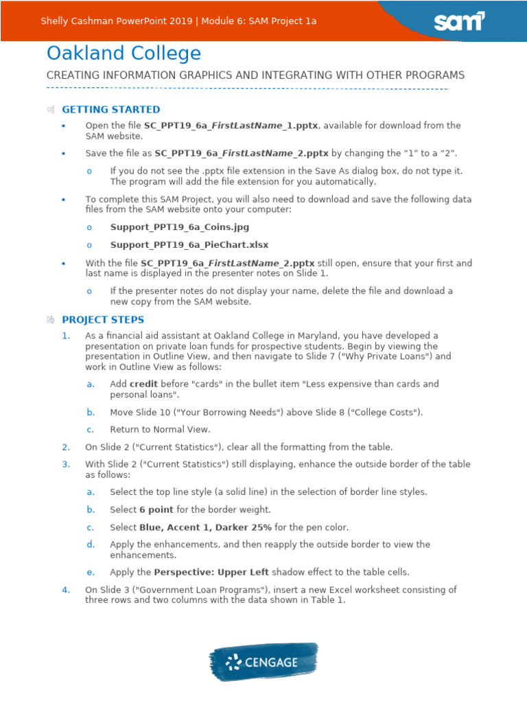 Oakland College Presentation Project Guide | PDF | Microsoft Excel