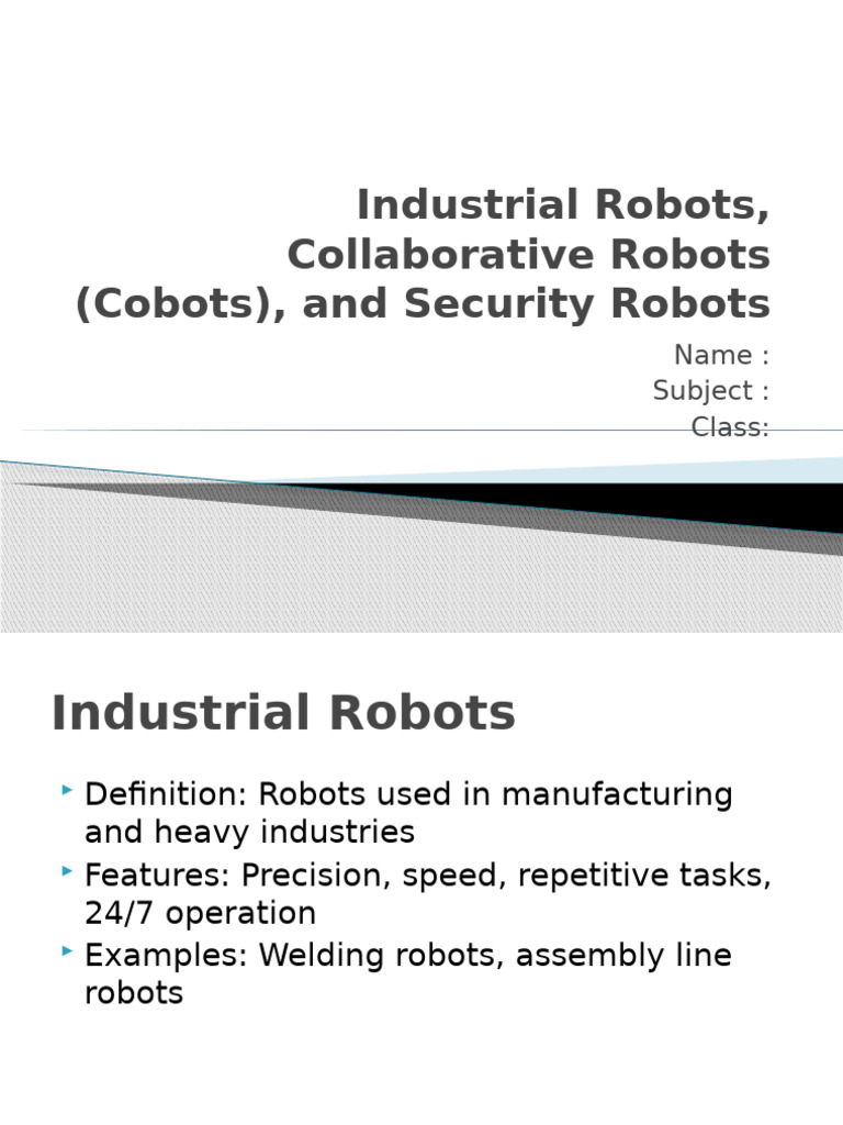 Industrial Robots, Collaborative Robots (Cobots) | PDF