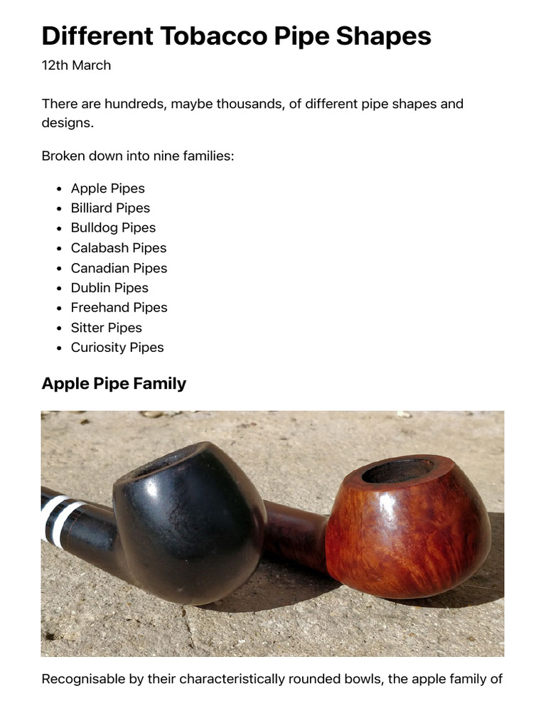 tobacco pipe styles Overview of Tobacco Pipe Shapes | PDF | Tobacco Pipe