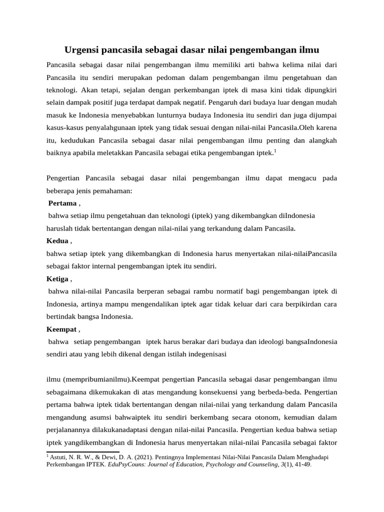 Pancasila sebagai Dasar Pengembangan Ilmu | PDF