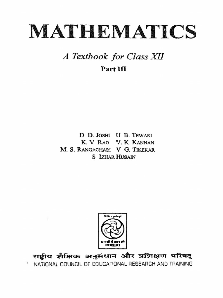 NCERT Mathematics: Old Text (Probably 1990s?) | PDF
