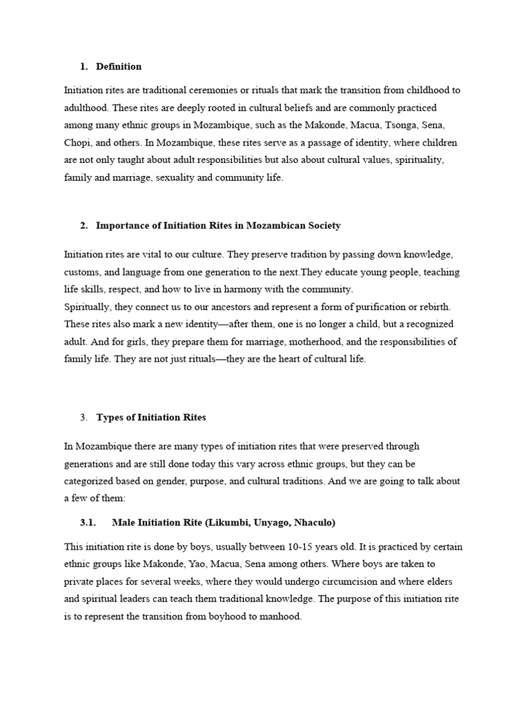 Initiation Rites in Mozambican Culture | PDF | Rituals | Social Psychology