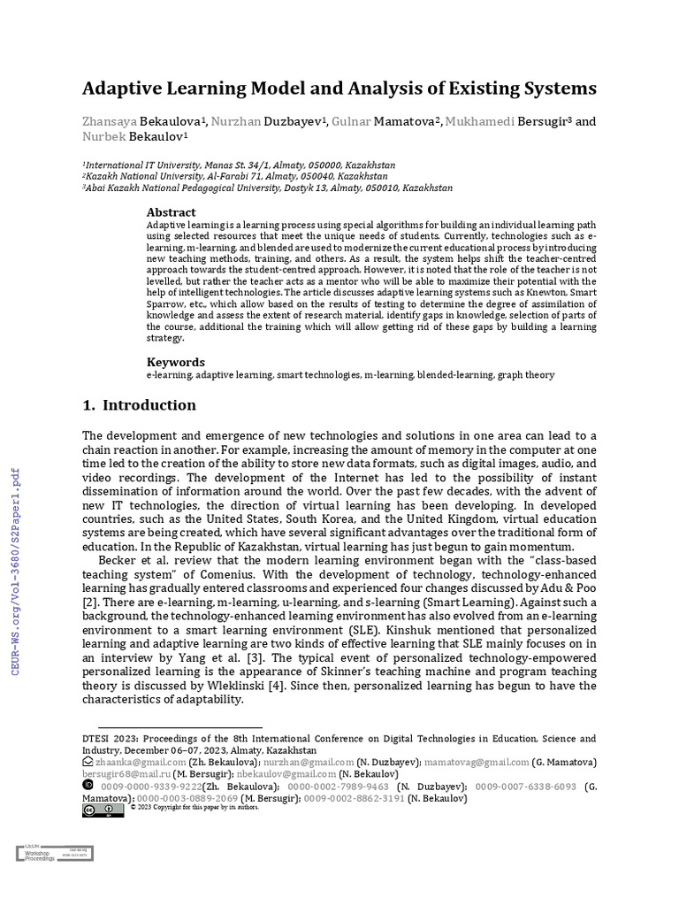 Adaptive Learning Systems Overview | PDF | Educational Technology ...