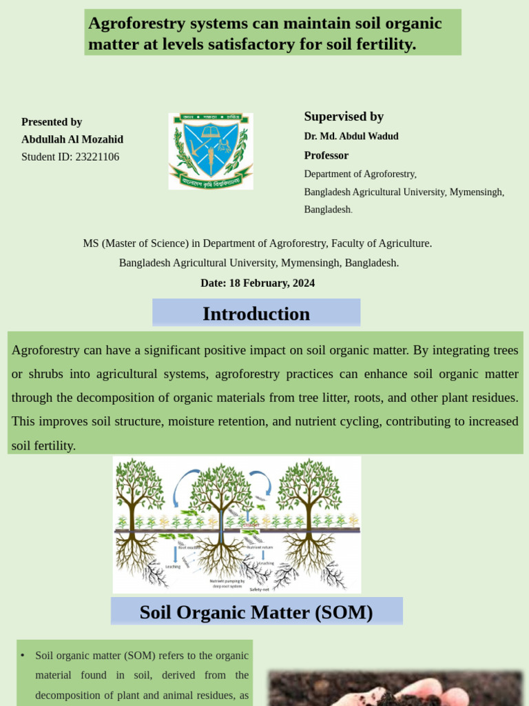 Enhancing Soil Fertility via Agroforestry | PDF | Organic Matter | Soil