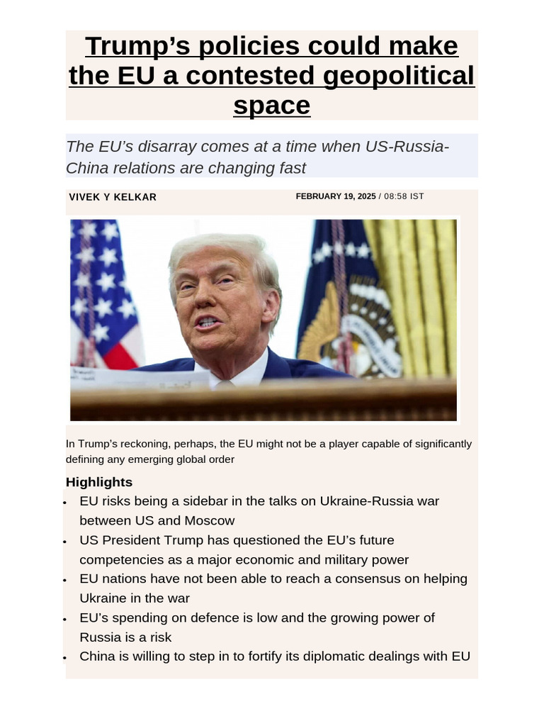 Trump's Impact on EU Geopolitics | PDF