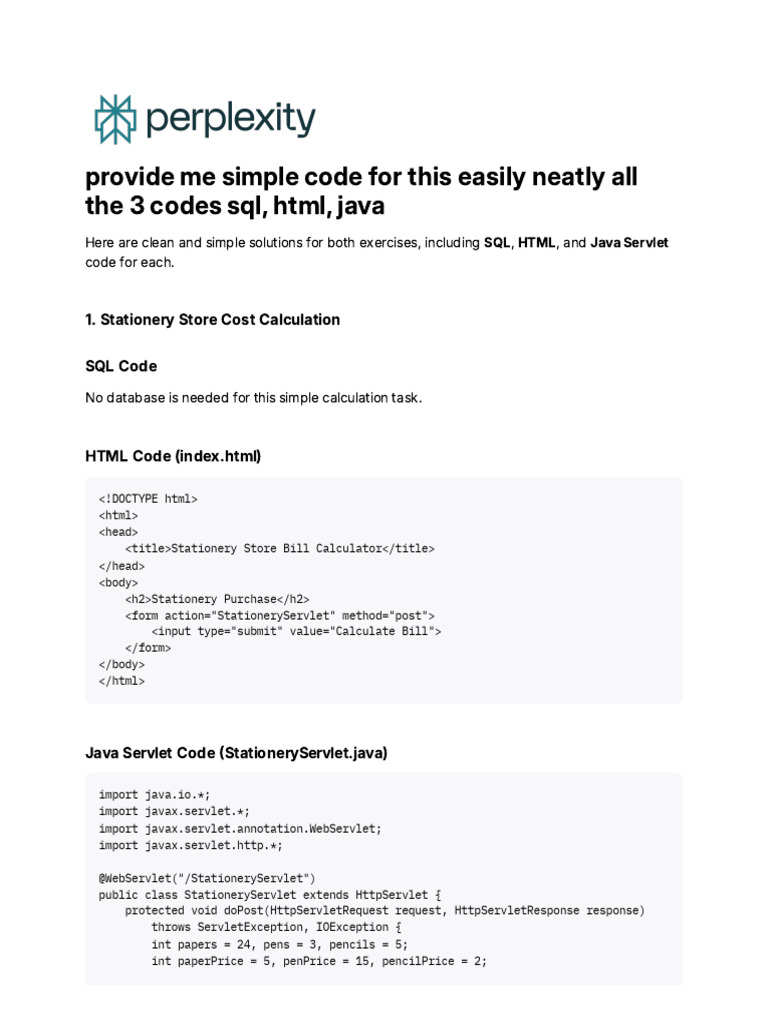 Java Servlet Bill Calculation Guide | PDF | Java Platform | Software ...
