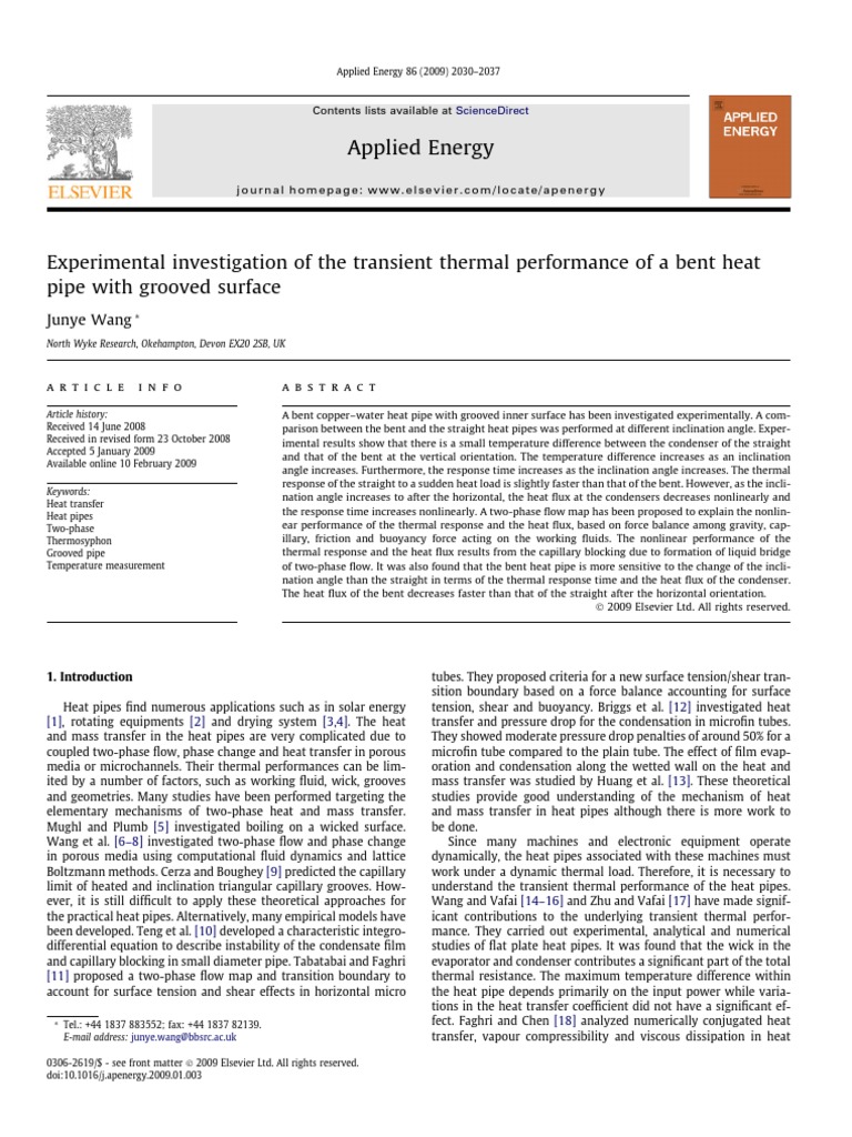 Transient Thermal Performance of Bent Heat Pipes | PDF | Teaching ...