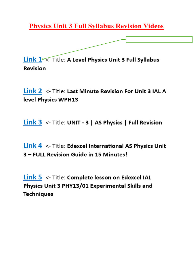 Unit 3 Physics Revision Videos | PDF