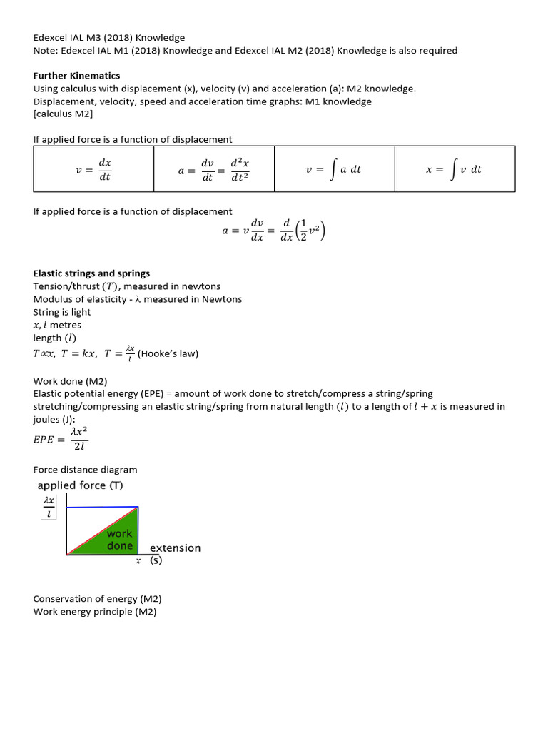 Edexcel IAL M3 Further Kinematics Guide | PDF | Force | Acceleration