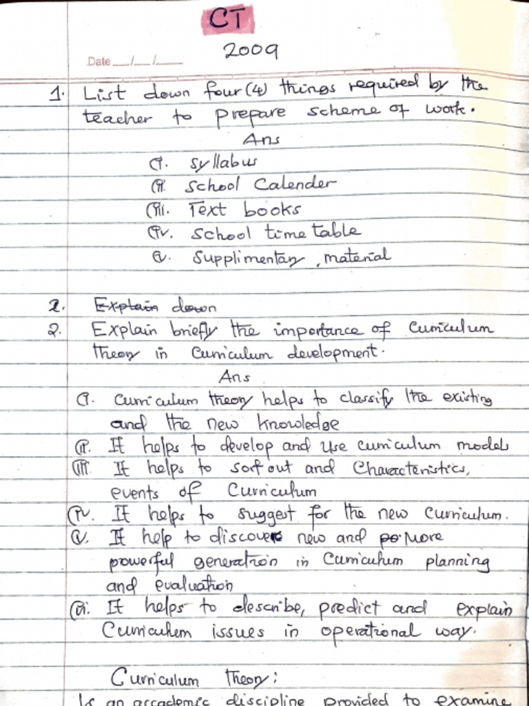 Curriculum and Teaching Questions and Answers | PDF