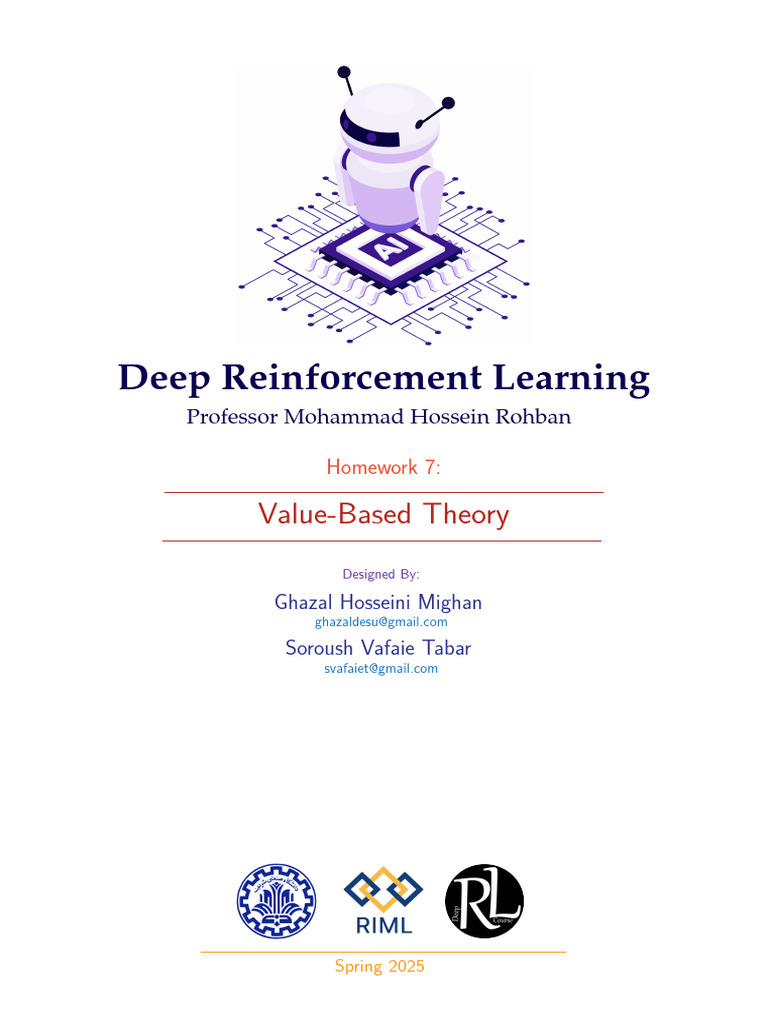 Reinforcement Learning Home Work Sharif CE Value Based RL Methods | PDF ...