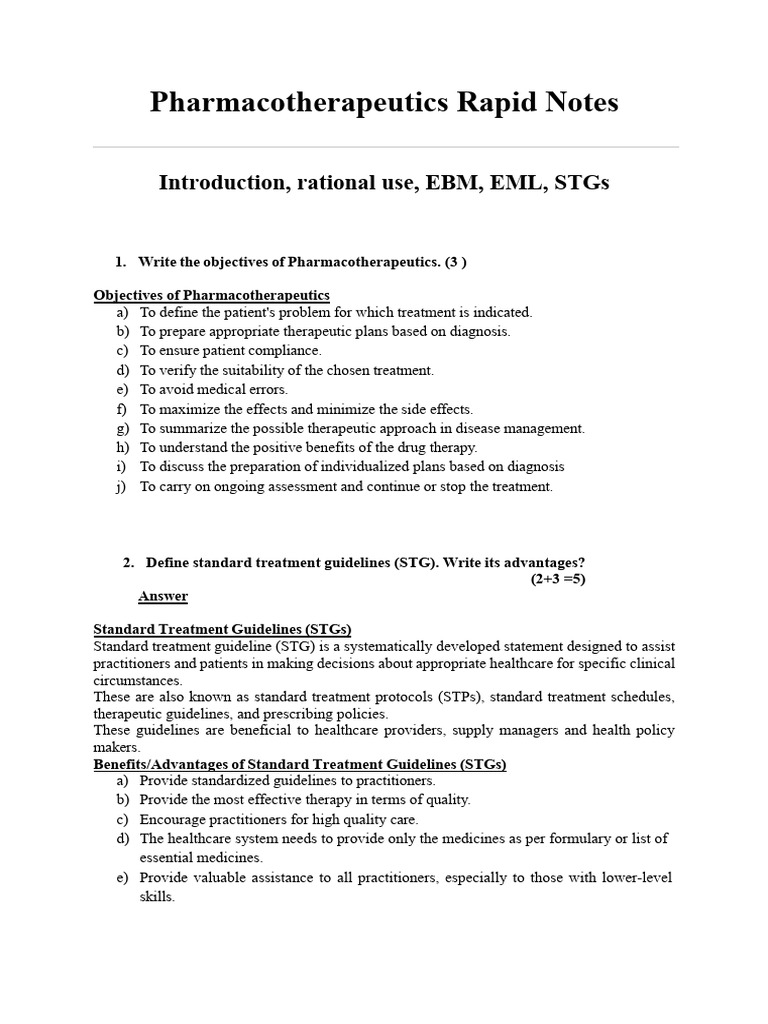 Pharmacotherapeutics Rapid Notes. | PDF | Anemia | Myocardial Infarction