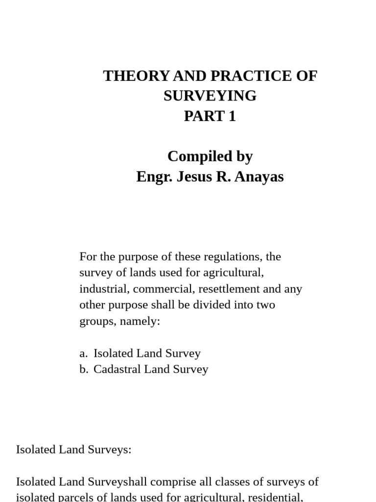 Surveying Techniques and Classifications | PDF | Latitude | Surveying