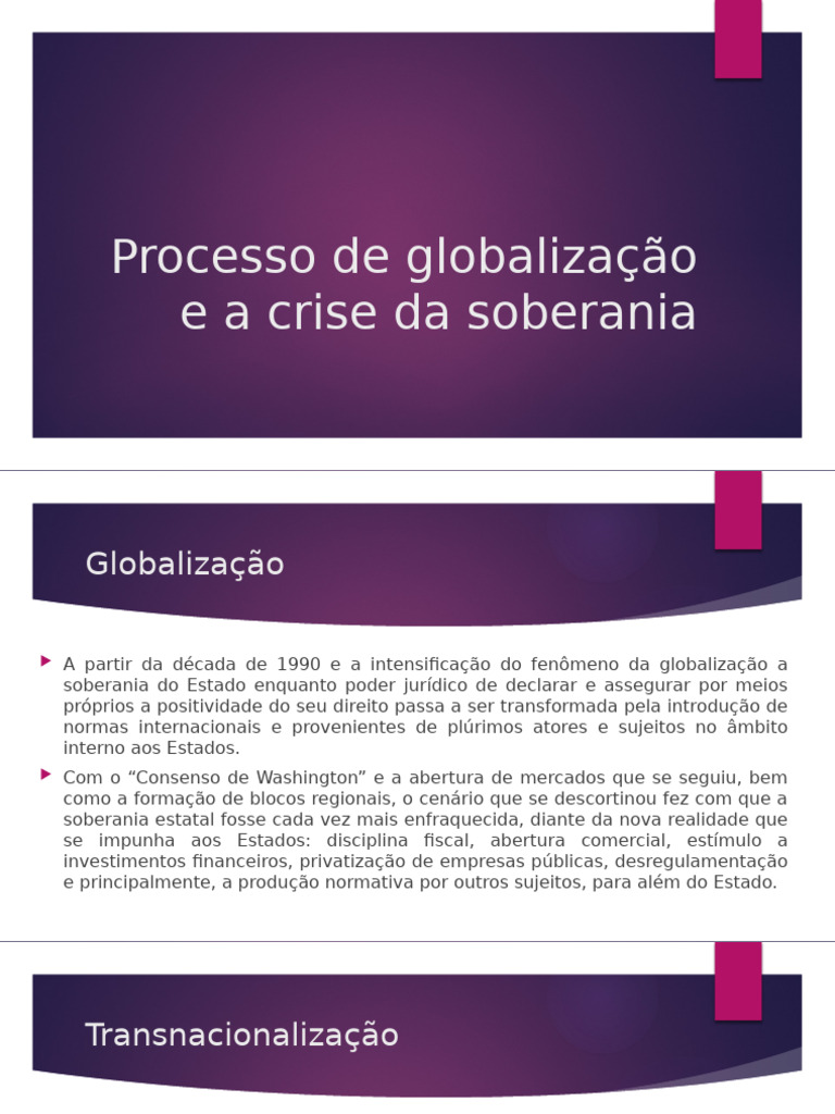 Aula 05. Processo de Globalização e A Crise Da Soberania | PDF ...