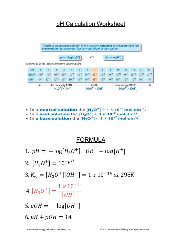 PH and POH Calculations 2020-1 | PDF | Acid | Ph