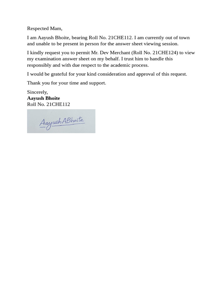 Request for Answer Sheet Viewing Authorization | PDF