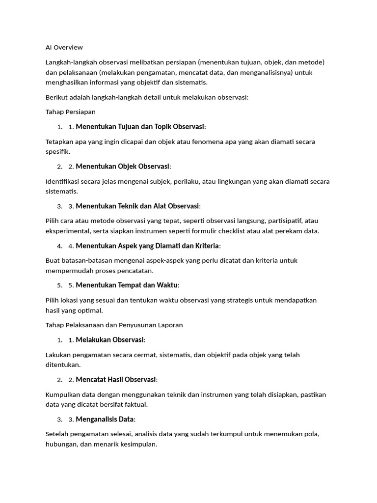Langkah-Langkah Melakukan Observasi | PDF