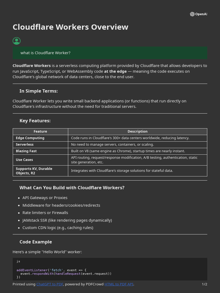 Cloudflare Workers: Edge Computing Overview | PDF | Http Cookie | Cache ...