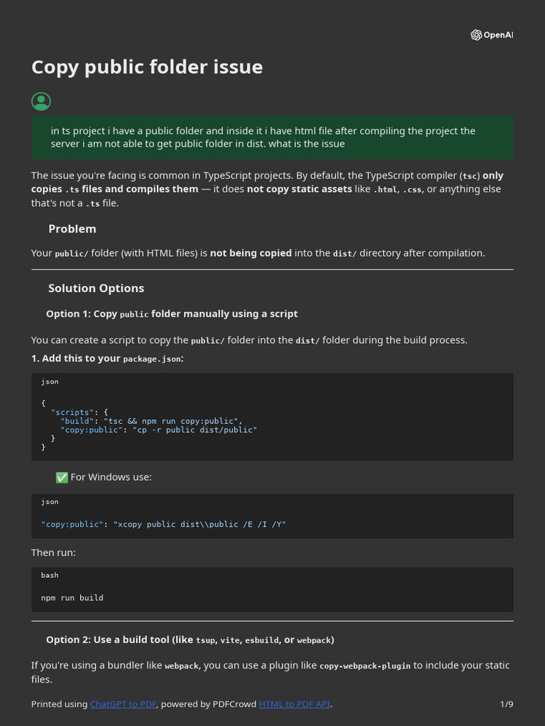 Fix TypeScript Public Folder Issue | PDF | Software Development ...