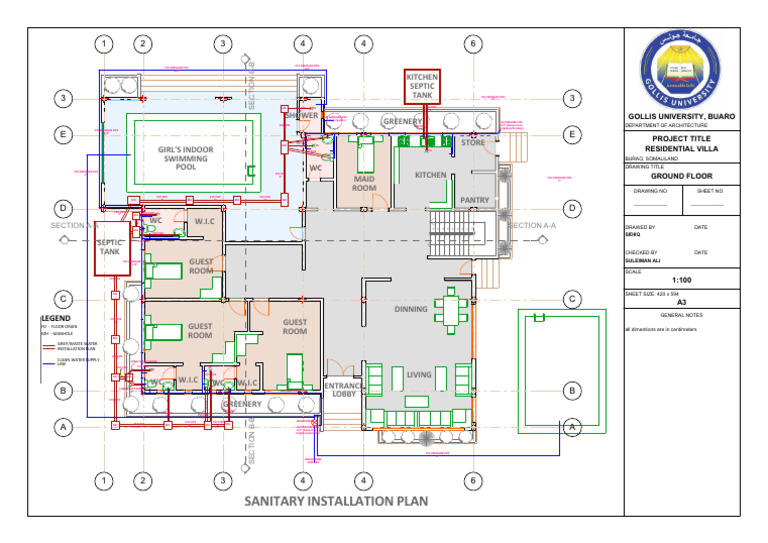 Sanitary Installation Plan for Villa | PDF | Polyvinyl Chloride ...