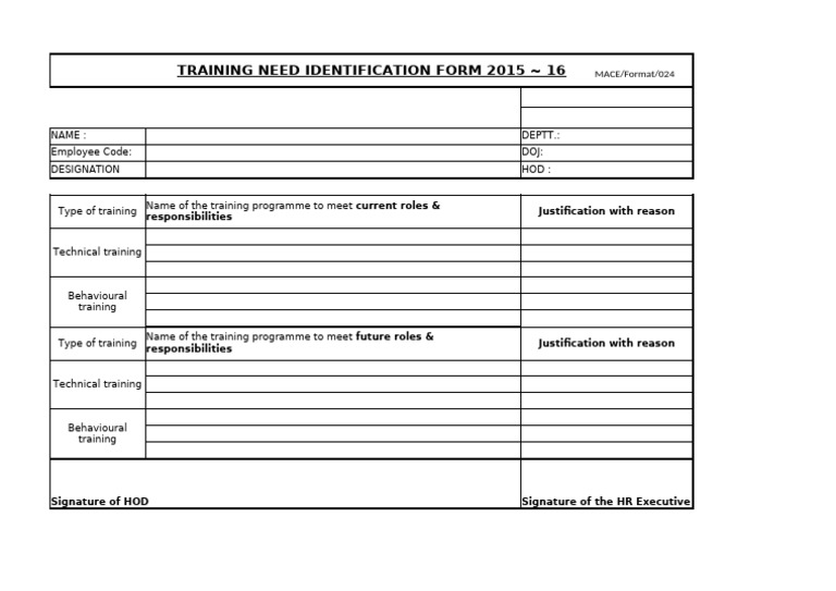 MACE - Formats - 024 - Training Need Identification | PDF
