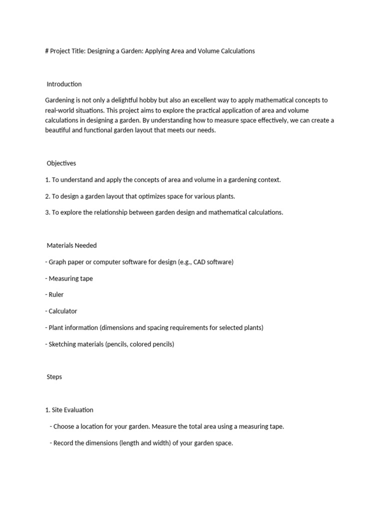 Garden Design with Area & Volume Math | PDF | Area | Volume