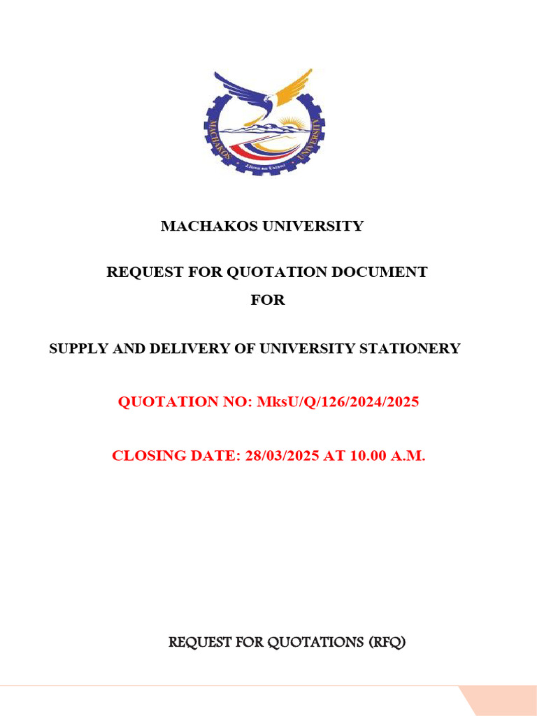 Machakos University Stationery Quotation RFQ | PDF | Paper ...