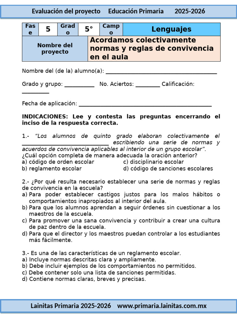 Normas de convivencia en el aula | PDF | Escuelas