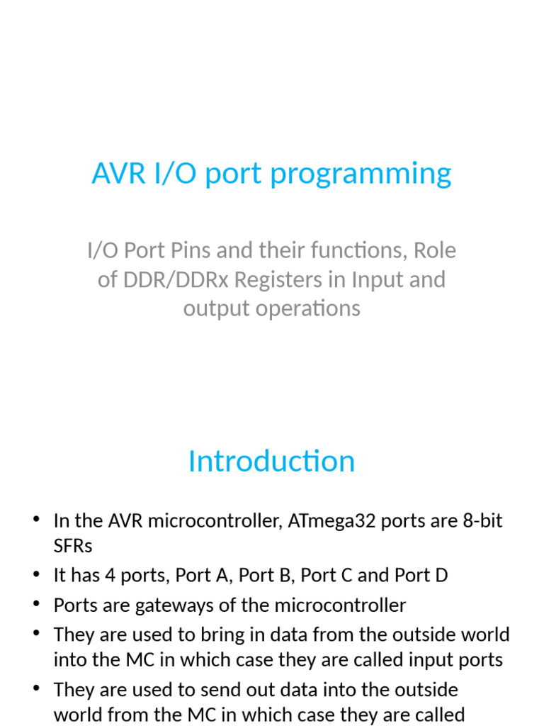 AVR I/O Port Programming Basics | PDF | Input/Output | Central ...