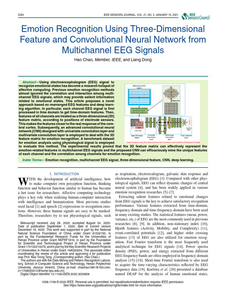 Emotion Recognition Using Three-Dimensional Feature and Convolutional ...