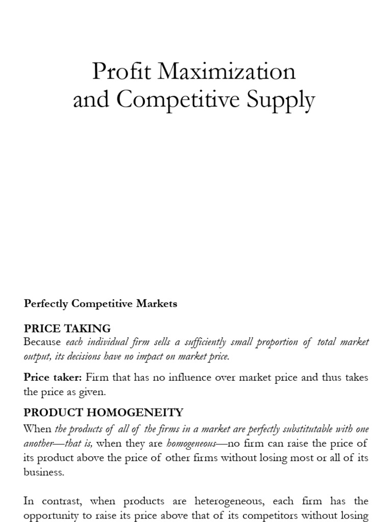 Profit Maximization in Competitive Markets | PDF | Profit (Economics ...