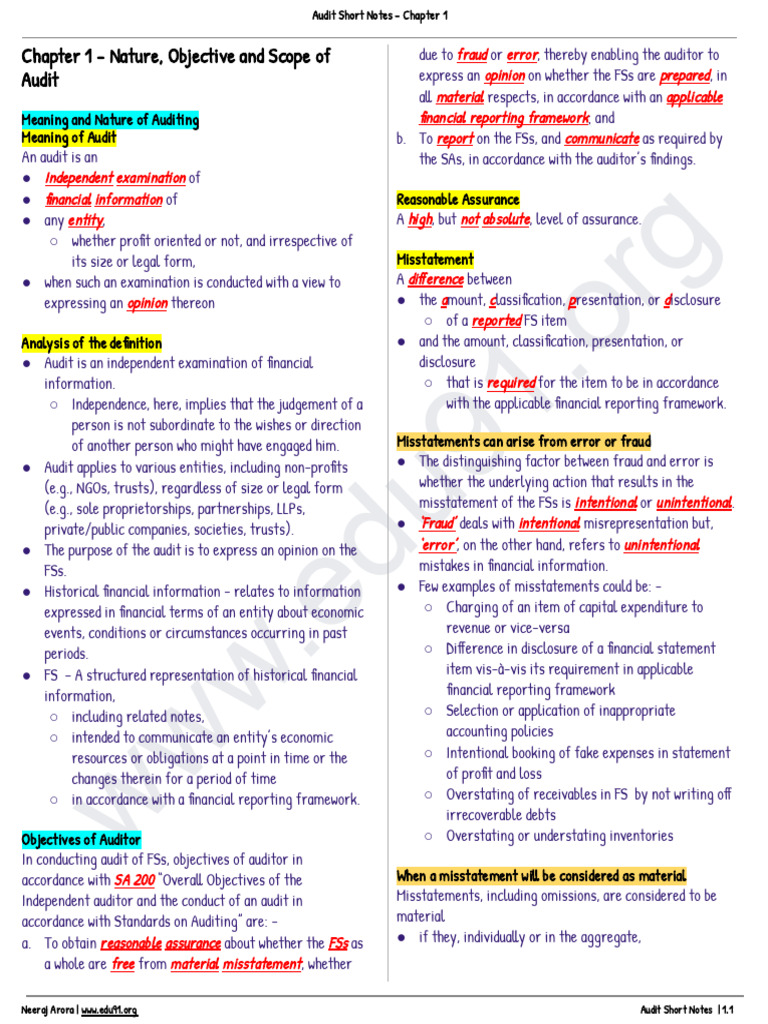 Nature and Objectives of Auditing | PDF | Audit | Financial Audit