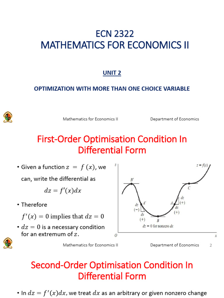 Optimization with Multiple Choice Variables | PDF | Differential ...