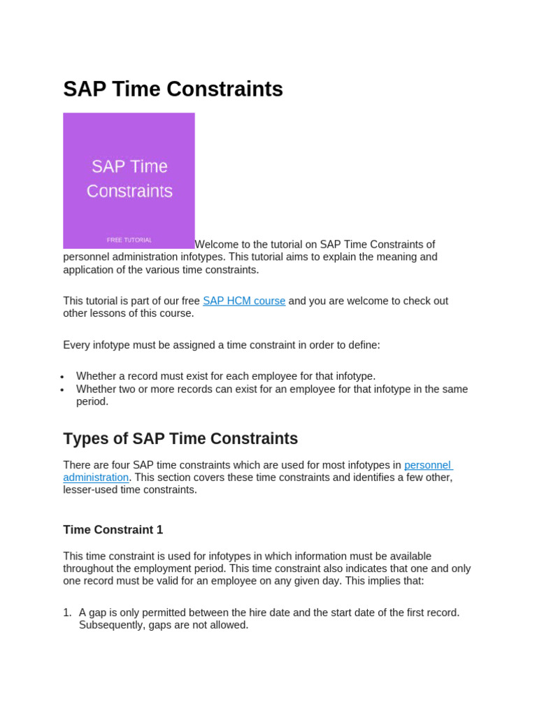 Understanding SAP Time Constraints | PDF | Employment