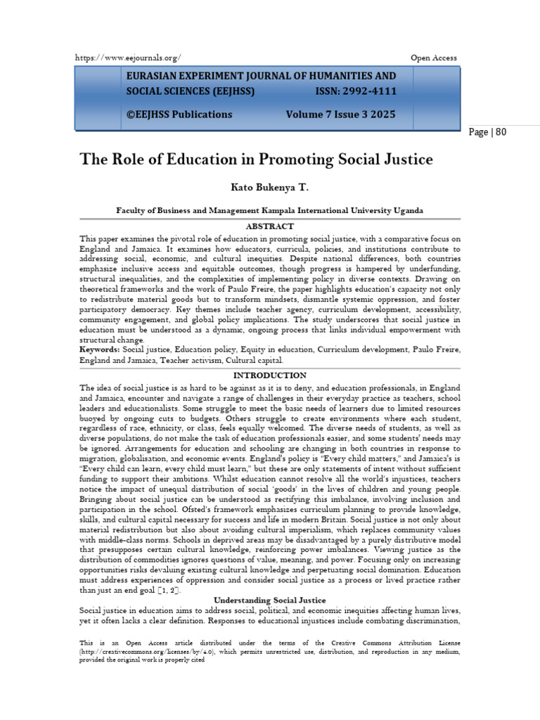 The Role of Education in Promoting Social Justice (WWW - Kiu.ac - Ug ...