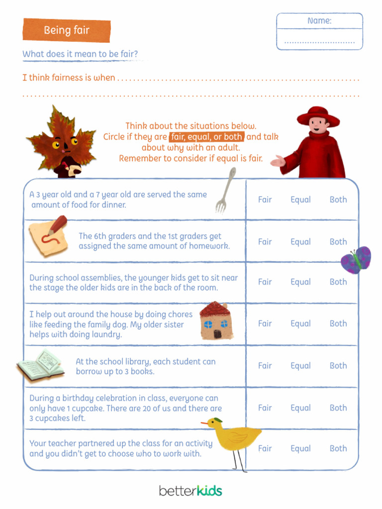 Better+Kids Social+Emotional+Learning Being-fair+Page+1 | PDF