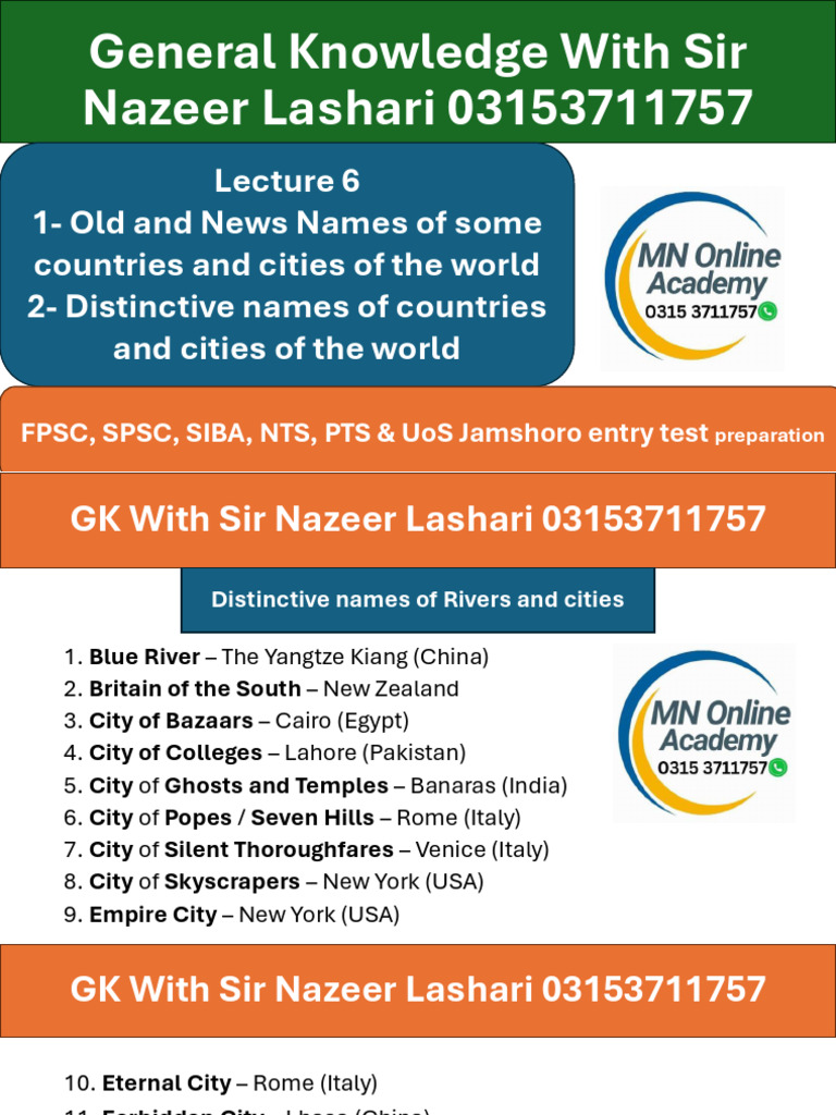 Unique Names of Countries & Cities | PDF